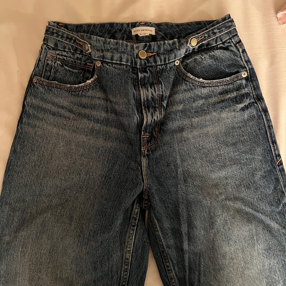 Good American jeans. Light/medium blue